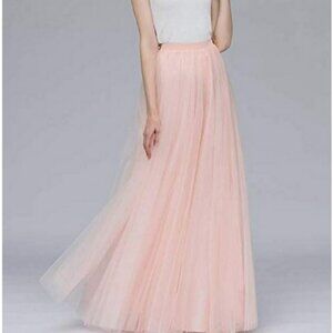 Donna Morgan Anastasia Pearl Pink Tulle Maxi Skirt in Women's 10